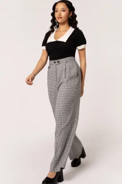 Hell Bunny Trousers & Shorts|Trousers & Shorts>Teddy Trousers Black/White
