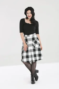 Hell Bunny Skirts|Skirts>Teen Spirit Mid Skirt Black-White