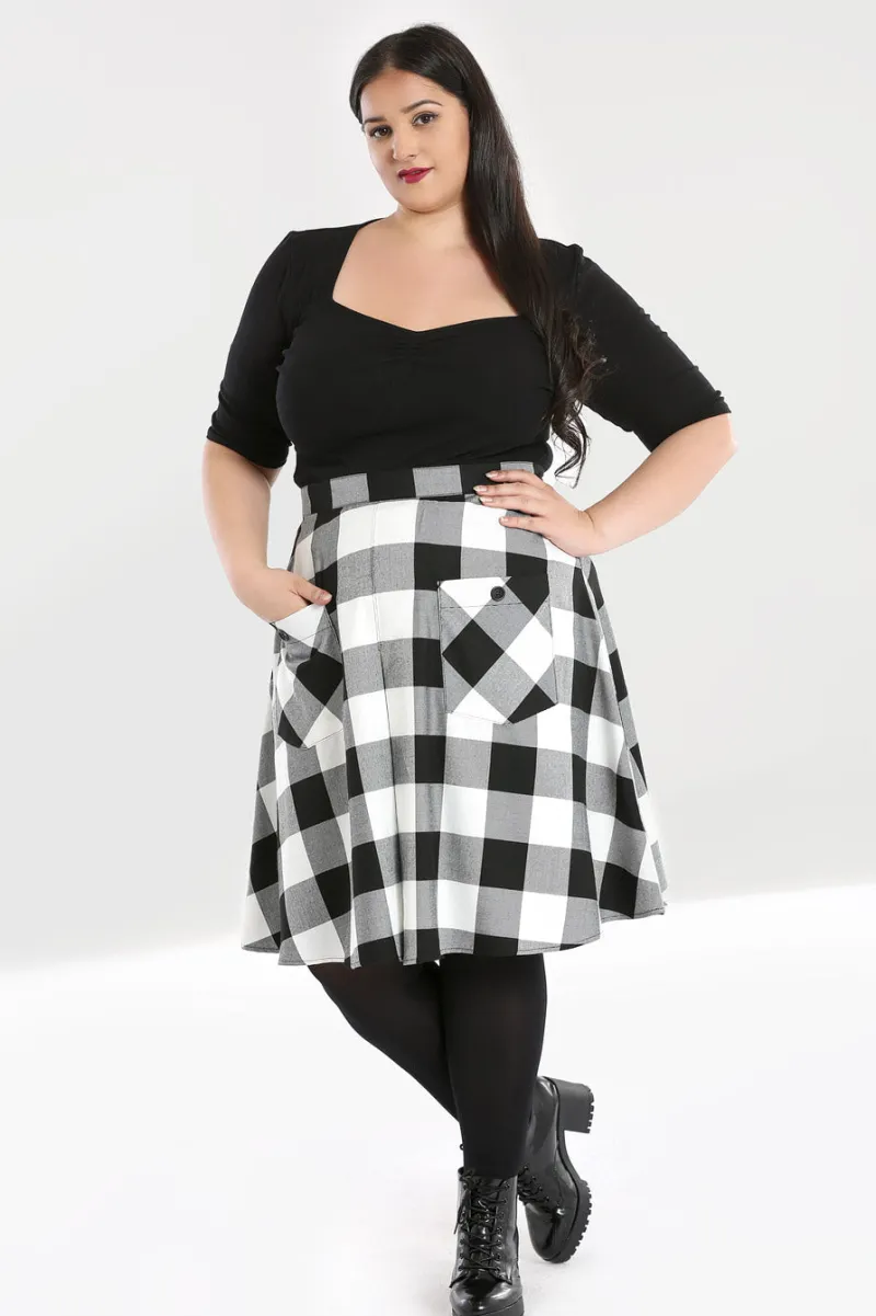 Hell Bunny Skirts|Skirts>Teen Spirit Mid Skirt Black-White