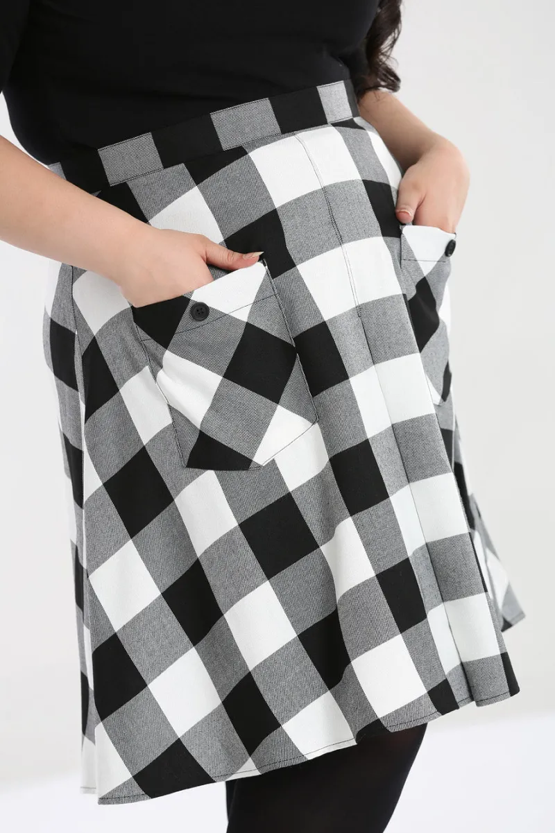 Hell Bunny Skirts|Skirts>Teen Spirit Mid Skirt Black-White