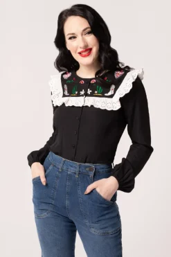 Hell Bunny Tops|Blouses>Tessie Blouse Black