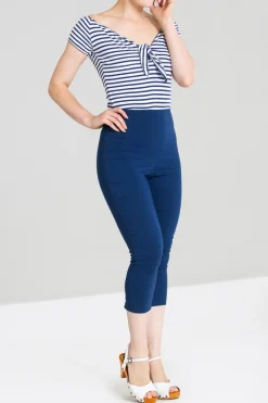 Hell Bunny Trousers & Shorts>Tina Capris Sale Navy