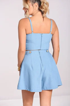 Hell Bunny Tops|Tops>Utah Crop Top Blue