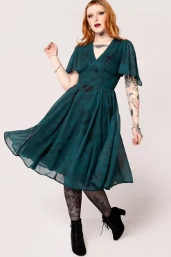 Hell Bunny Dresses|Midi Dresses>Venom Midi Dress DarkGreen