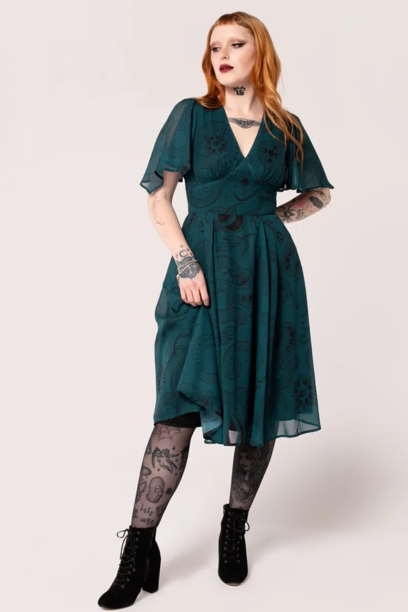 Hell Bunny Dresses|Midi Dresses>Venom Midi Dress DarkGreen