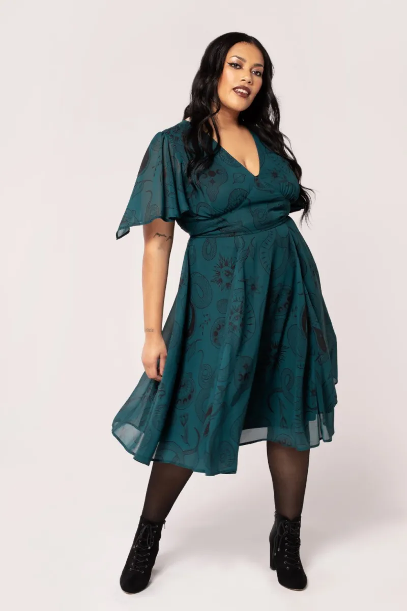 Hell Bunny Dresses|Midi Dresses>Venom Midi Dress DarkGreen