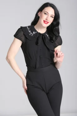 Hell Bunny Tops|Blouses>Vina Blouse Black