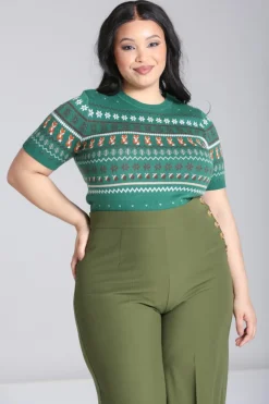 Hell Bunny Knitwear|Knitwear>Vixey Jumper Green