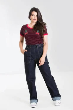 Hell Bunny Trousers & Shorts|Trousers & Shorts>Weston Denim Trousers Navy