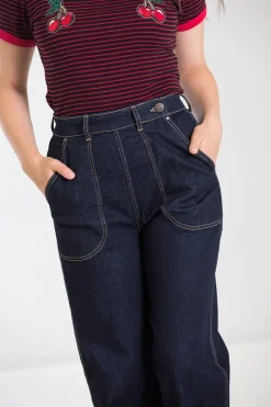 Hell Bunny Trousers & Shorts|Trousers & Shorts>Weston Denim Trousers Navy