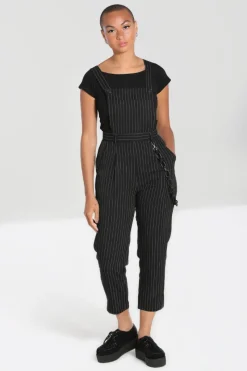 Hell Bunny Trousers & Shorts|Trousers & Shorts>Wolfie Dungarees Black