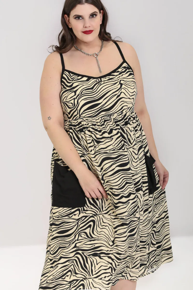 Hell Bunny Dresses>Zebra Maxi Dress Ivory