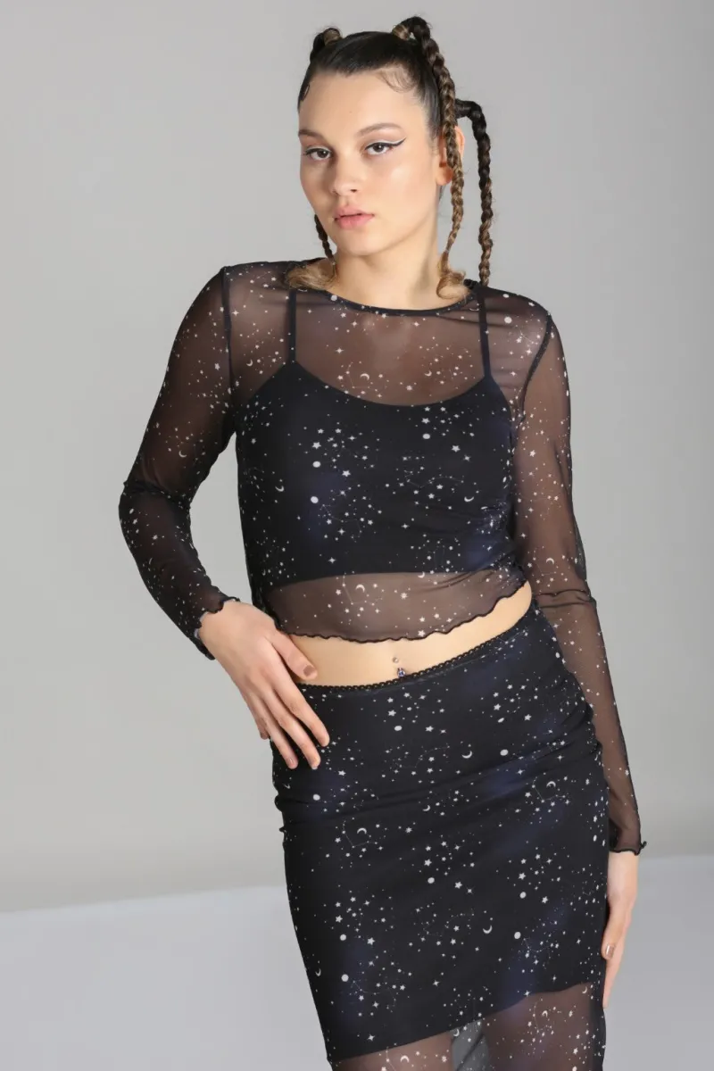 Hell Bunny Tops|Tops>Zodiac Mesh Top Black