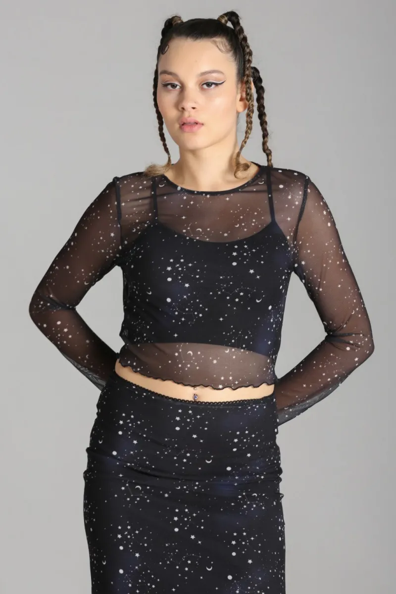 Hell Bunny Tops|Tops>Zodiac Mesh Top Black